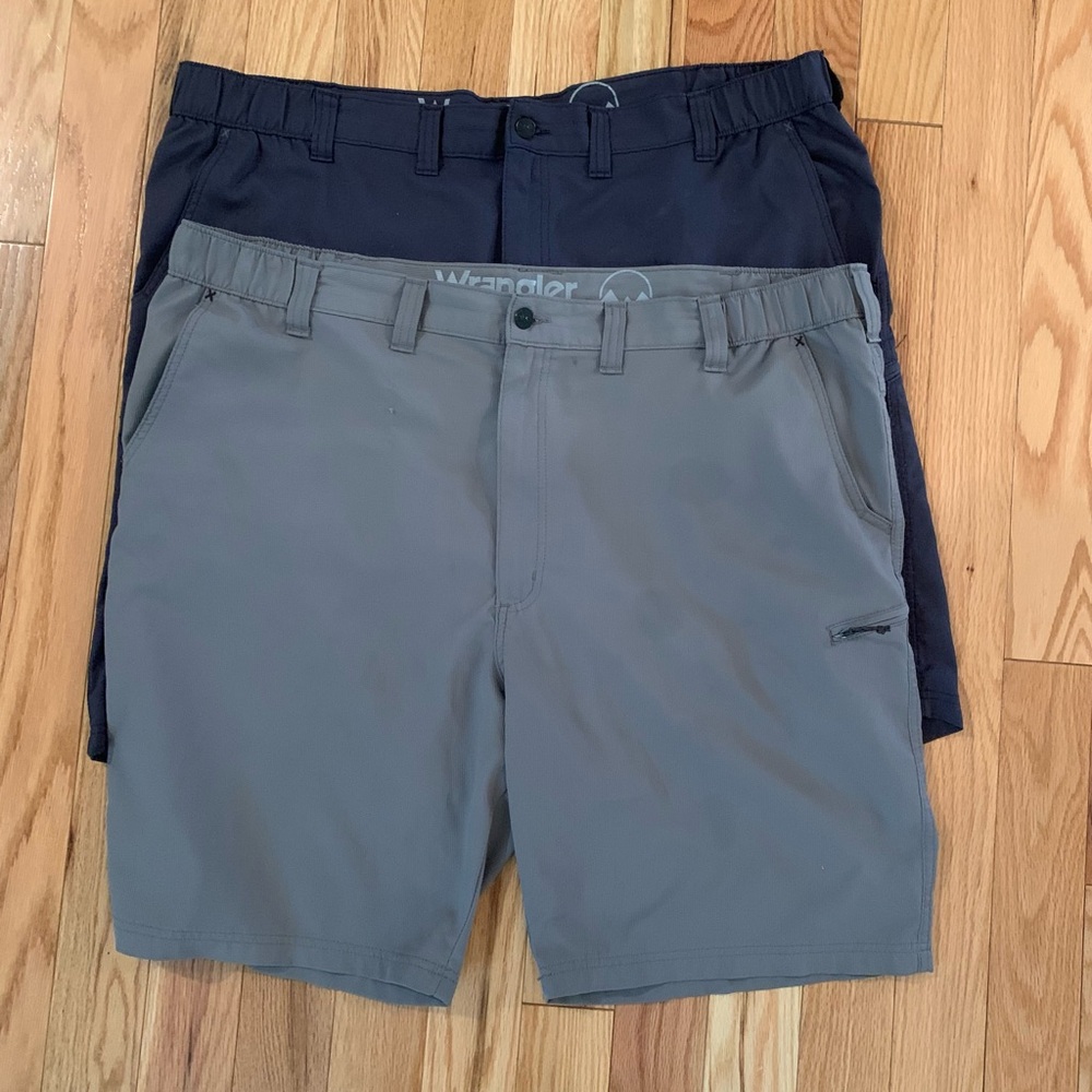 2 Pair!  Wrangler Men's Performance Shorts - Gray and Navy